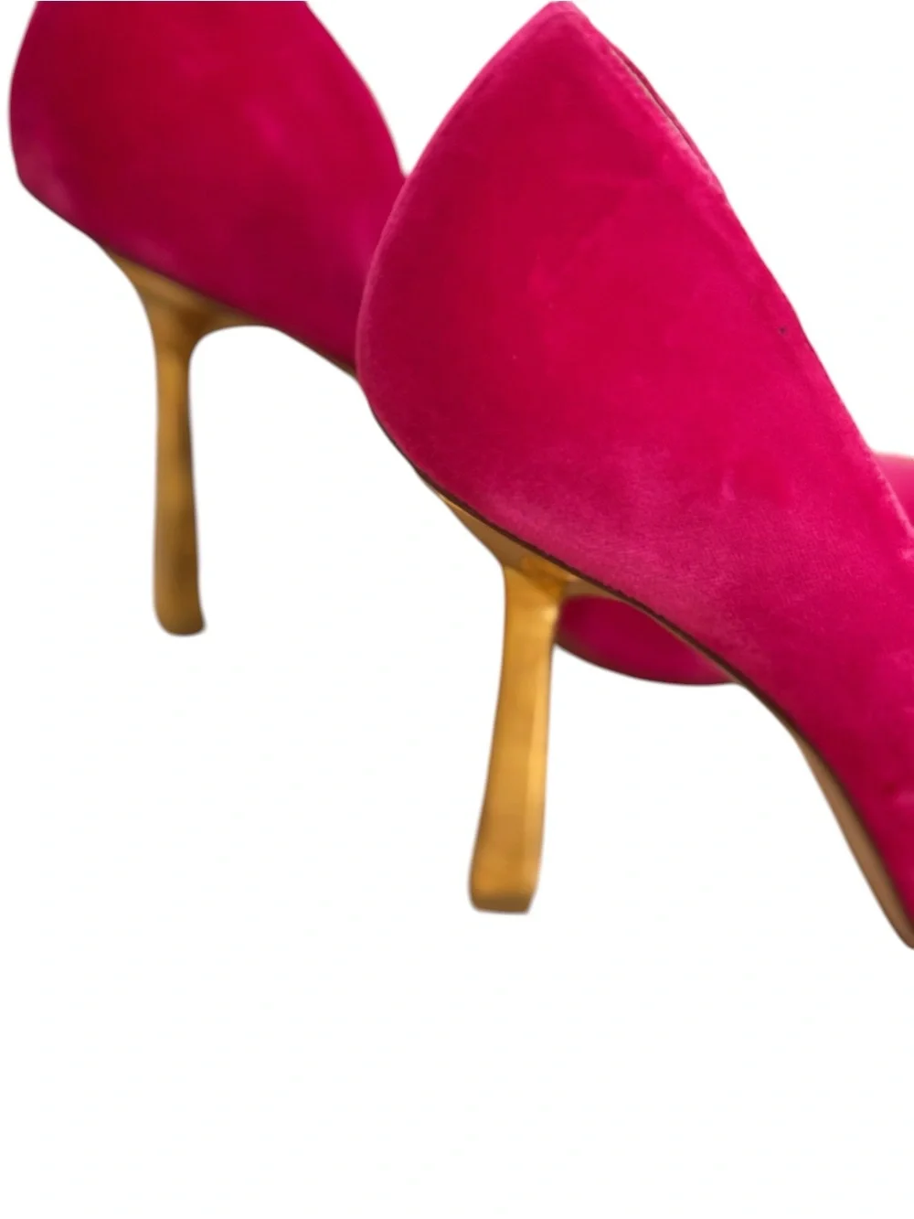 Stuart Weitzman Hot Pink Suede Pointed-Toe Stiletto Pumps w/ Gold Heel Size 9.5